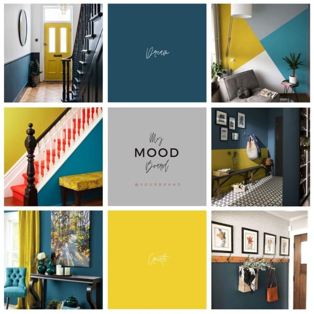 Moodboard jaune et bleu