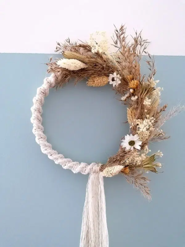 couronne fleurs séchées et macramé