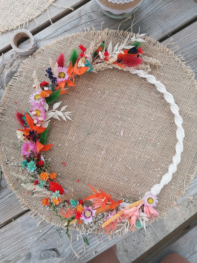 couronne fleurs sechees et macrame